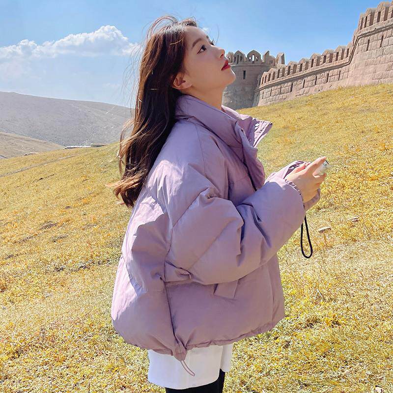 紫色羽绒服女短款小个子冬季2025年新款韩版宽松面包服羽绒外套潮