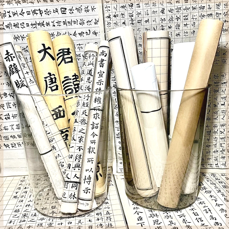 书法作品收纳桶书画国画宣纸毛笔字收纳筐字画收纳筒书法纸收纳盒