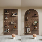 中古风实木洞洞板入户玄关定制墙上置物架配件隔板墙面黑胡桃木色