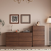 中古风全实木六斗柜卧室家居床尾柜靠墙一体落地圆弧定制收纳边柜