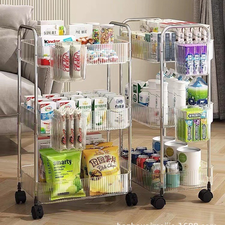 亚克力零食小推车置物架落地移动浴室卫生间收纳盒多层化妆品柜子
