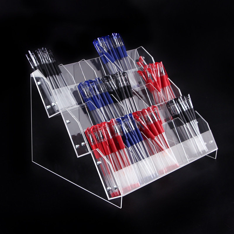亚克力透明笔架展示架文具店笔架收纳盒圆珠笔眉笔陈列架中性笔