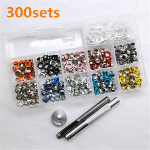 供跨境300套300#眼安装气眼彩色眼扣铜质鸡眼鞋工具色套装汽+10