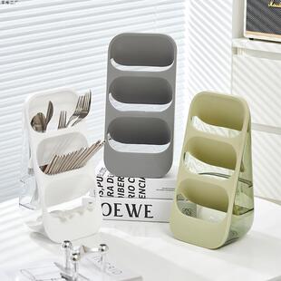厨房工具化妆品防尘架家用置物架收纳盒桌面斜插收纳筷勺三格多层
