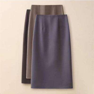 小个子直筒半身裙女2025春秋款后开叉高腰显瘦一步裙气质a字中裙