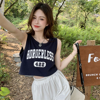 短款背心无袖t恤女辣妹风