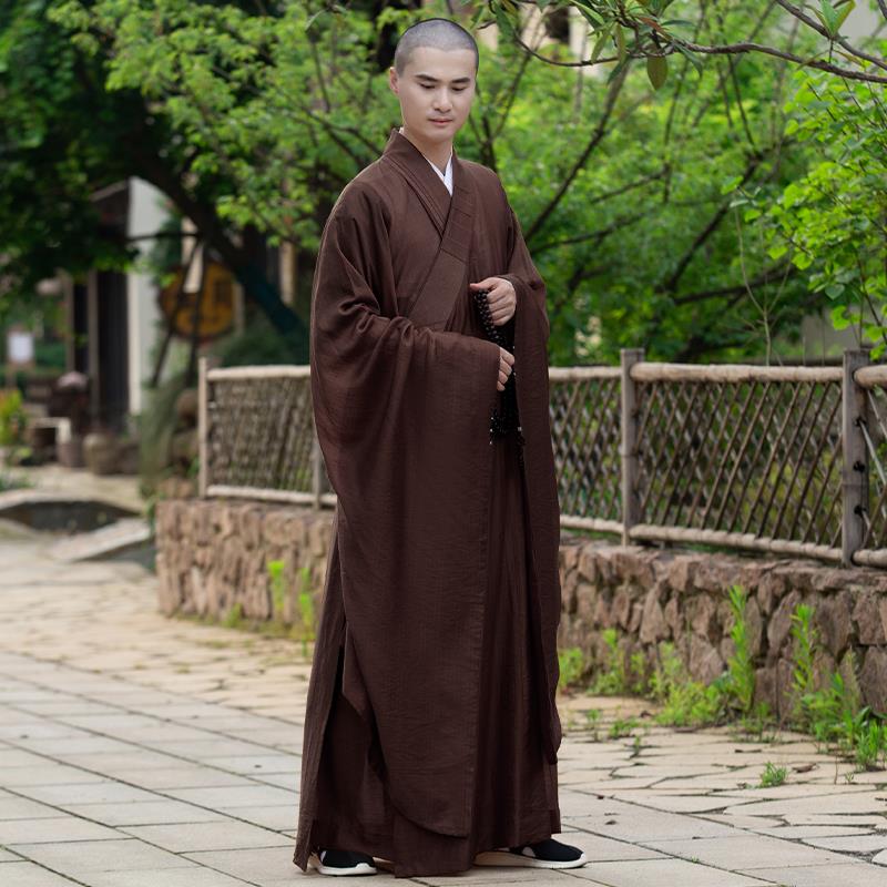 缎梵高档广袖天丝海青居士服女僧服夏季大袖海清男和尚衣袈裟僧衣