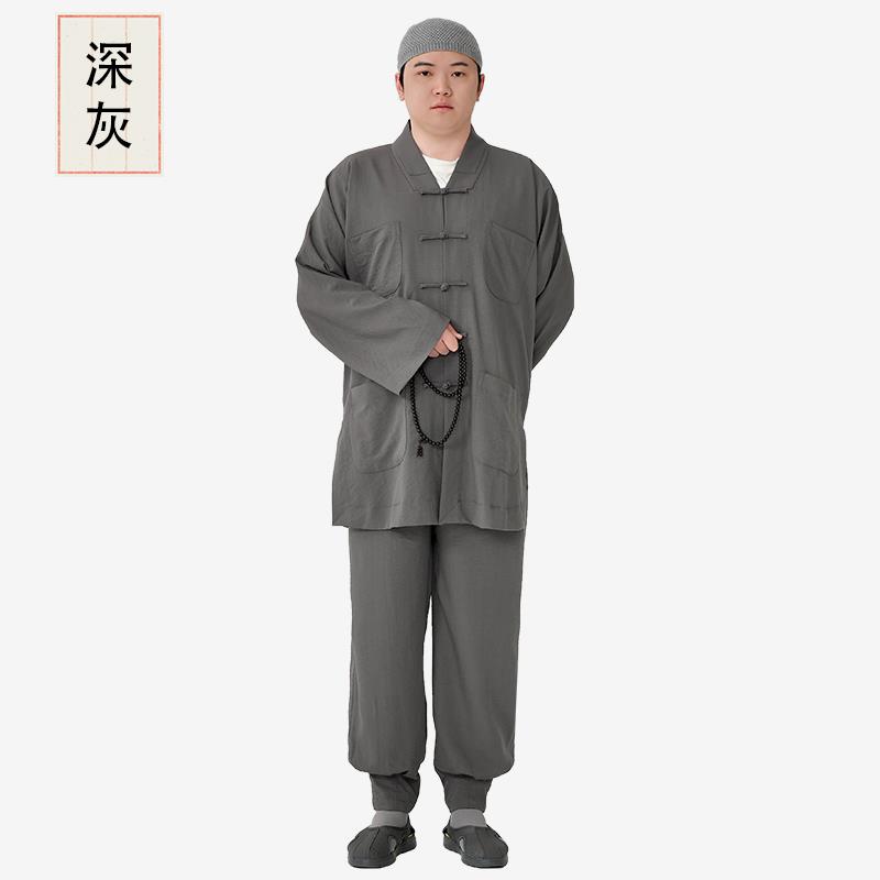 夏季短褂透气竹纤麻免绑腿小褂套装出家人的僧服僧衣束脚裤罗汉褂
