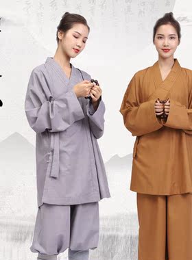 新僧服罗汉褂套装和尚服尼姑服短褂小褂僧衣僧袍罗汉衫灰色黄色男