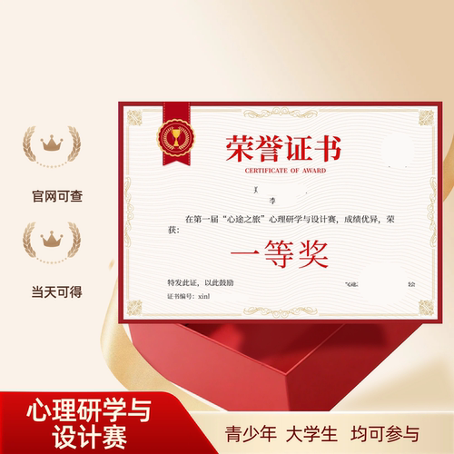 心理与研学设计大赛荣誉证书大学生状社会实践
