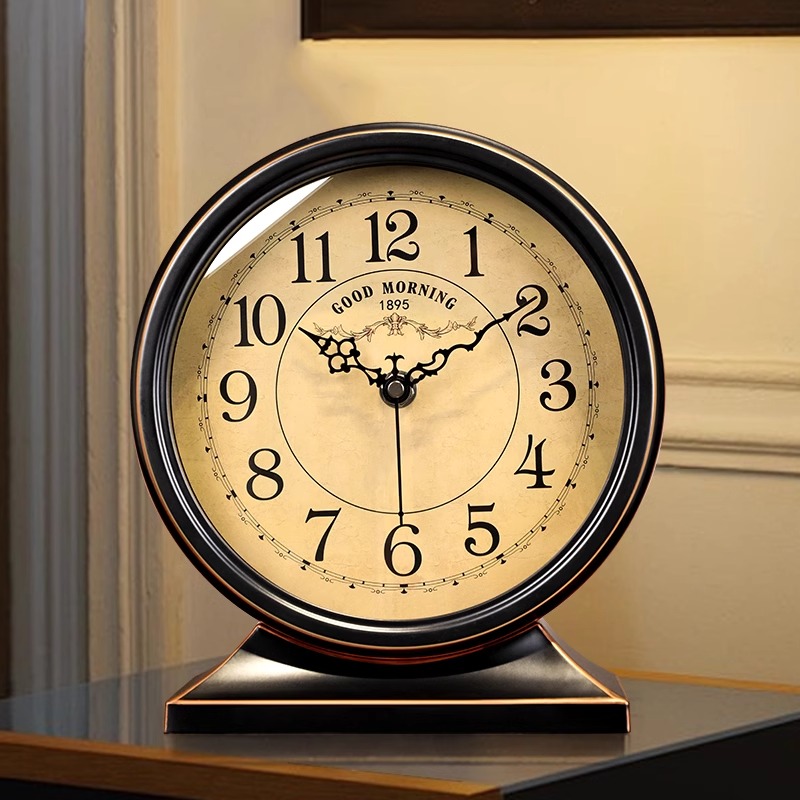 欧式复古老式金属静音客厅座钟