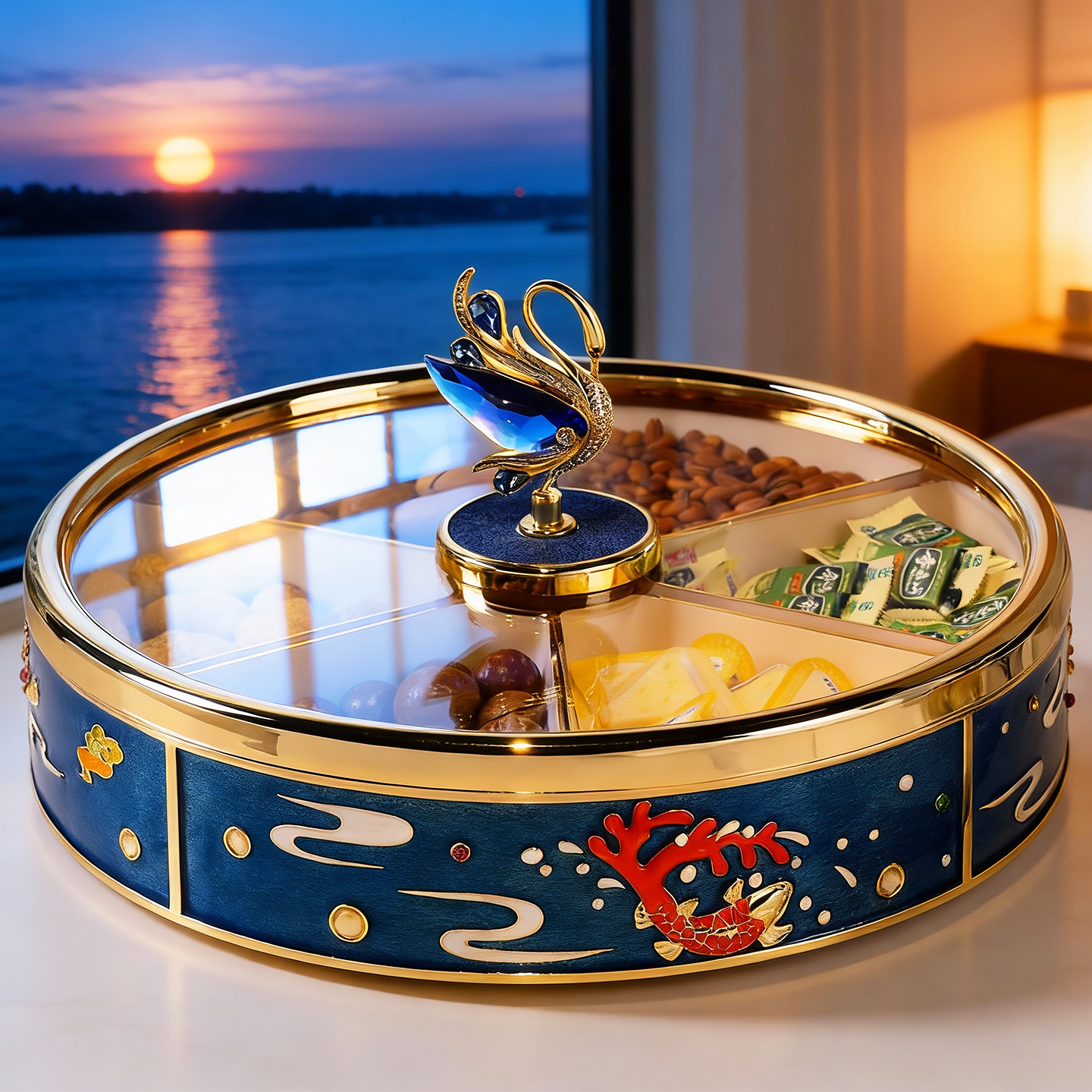 轻奢水果盘客厅家用零食盘高档茶几茶点糖果分格过年干果盒收纳盒,家居饰品,果盘/果篓,淘宝优惠券,粉丝福利购,淘宝优惠卷