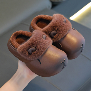 卡皮巴拉儿童棉拖鞋男童2025冬季卡通中大童防滑室内防水保暖棉鞋