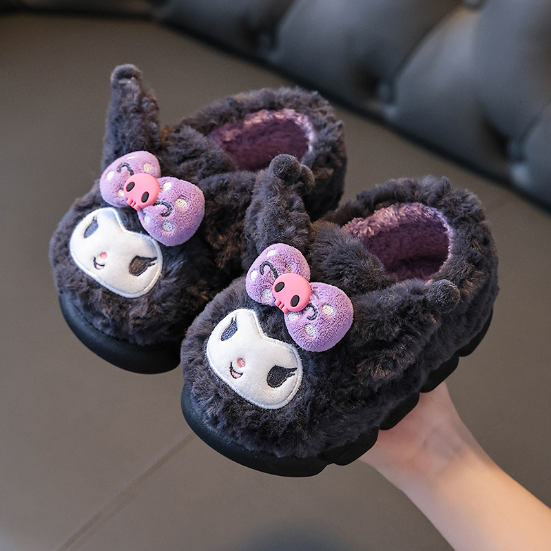 三丽鸥库洛米儿童棉鞋冬季女童可爱居家室内防滑保暖毛拖鞋中大童