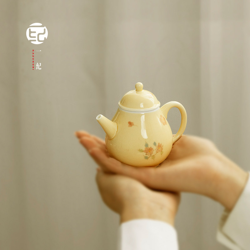 一纪国风陶瓷纯手工手绘梨型壶图片
