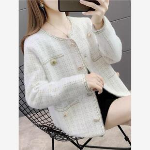 春秋季 套装 宽松上衣服女士毛绒开衫 水貂绒小香风外套2025秋冬新款