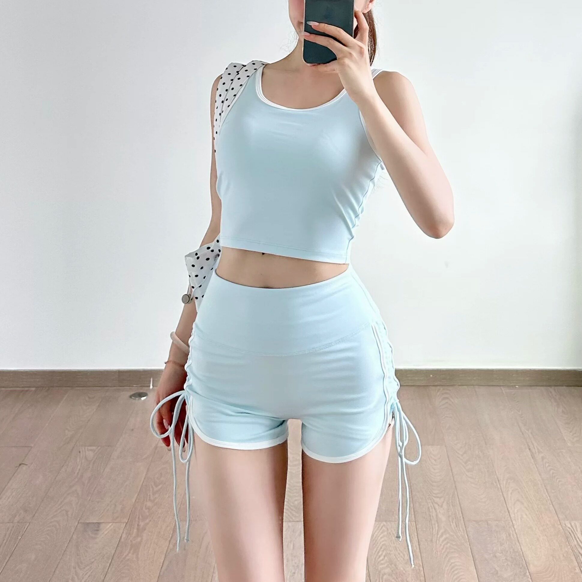 gogoyoga瑜伽服套装夏季撞色运动背心高腰提臀普拉提训练健身短裤图片