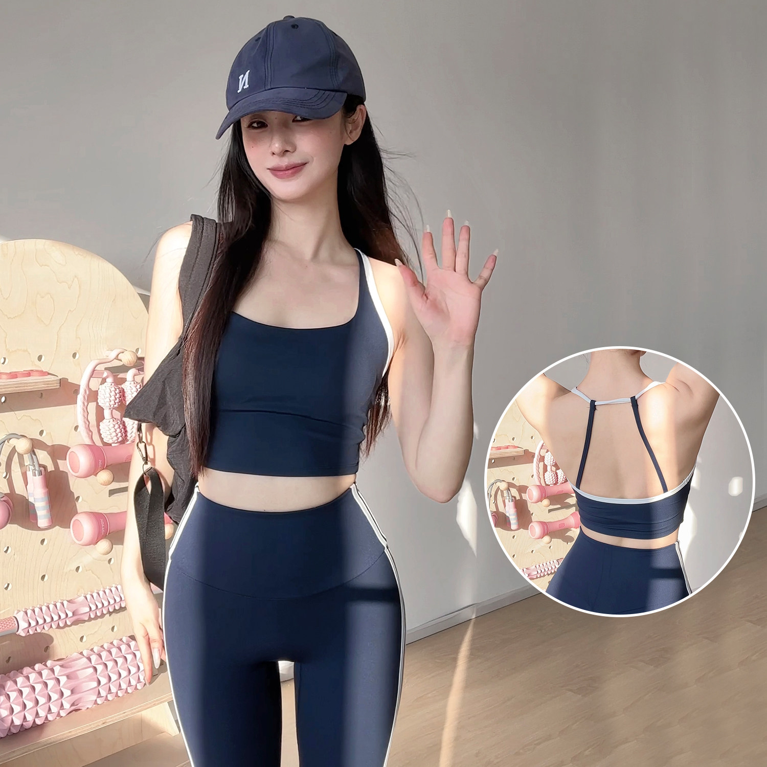 gogoyoga瑜伽健身服套装女普拉提训练运动背心高腰高弹力微喇叭裤