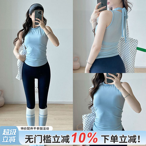 运动背心女带胸垫透气修身