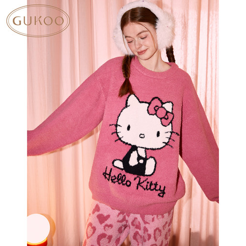Gukoo/果壳【多款可选】睡衣女秋冬新款IP联名半边绒家居服套装