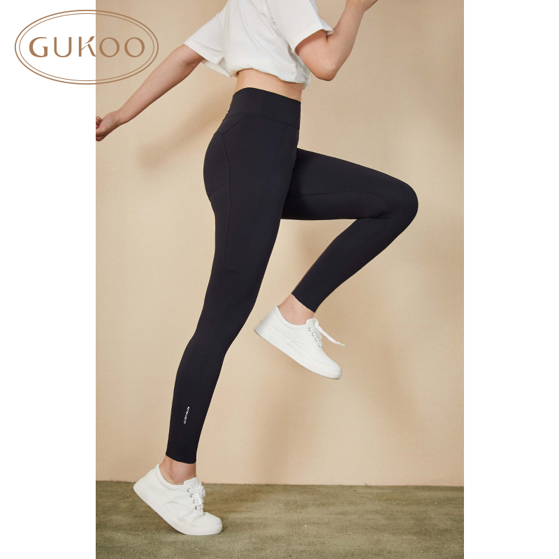 Gukoo/果壳女士打底裤四季款纯色百搭休闲运动打底裤