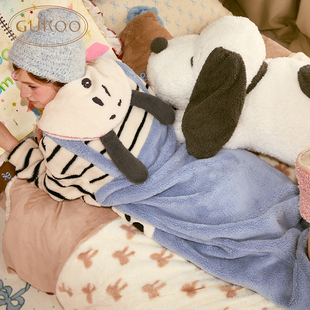 Gukoo 史努比联名条纹可外穿居家连体睡袍 果壳睡衣女冬款