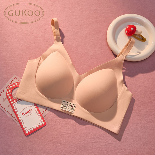 Gukoo/果壳内衣女粉底液隐形KT联名无痕无钢圈聚拢防下垂不空杯