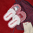 kitty联名格纹包头地板家居拖鞋 Gukoo 果壳棉拖女冬Hello