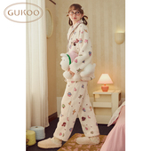 轰轰小狗满印系列加绒保暖家居服套装 Gukoo 果壳睡衣女秋冬款
