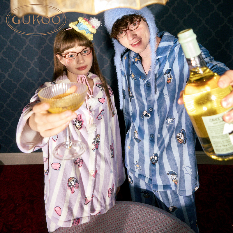 果壳迪士尼冬季新款牛奶绒睡衣