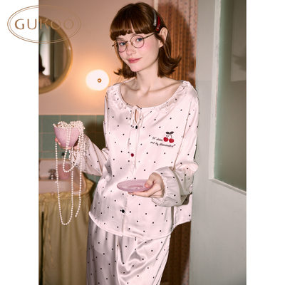 Gukoo/果壳【轻奢闪闪丝】睡衣春女秋长袖高级感韩系洋气居家套装