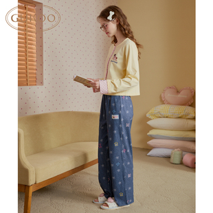 高级感可外穿舒适居家女士睡衣套装 Gukoo 果壳睡衣春秋女士长袖