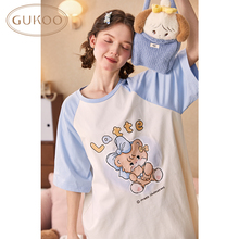 Gukoo/果壳mikko系列睡裙女夏季纯棉舒适可爱外穿家居服睡裙