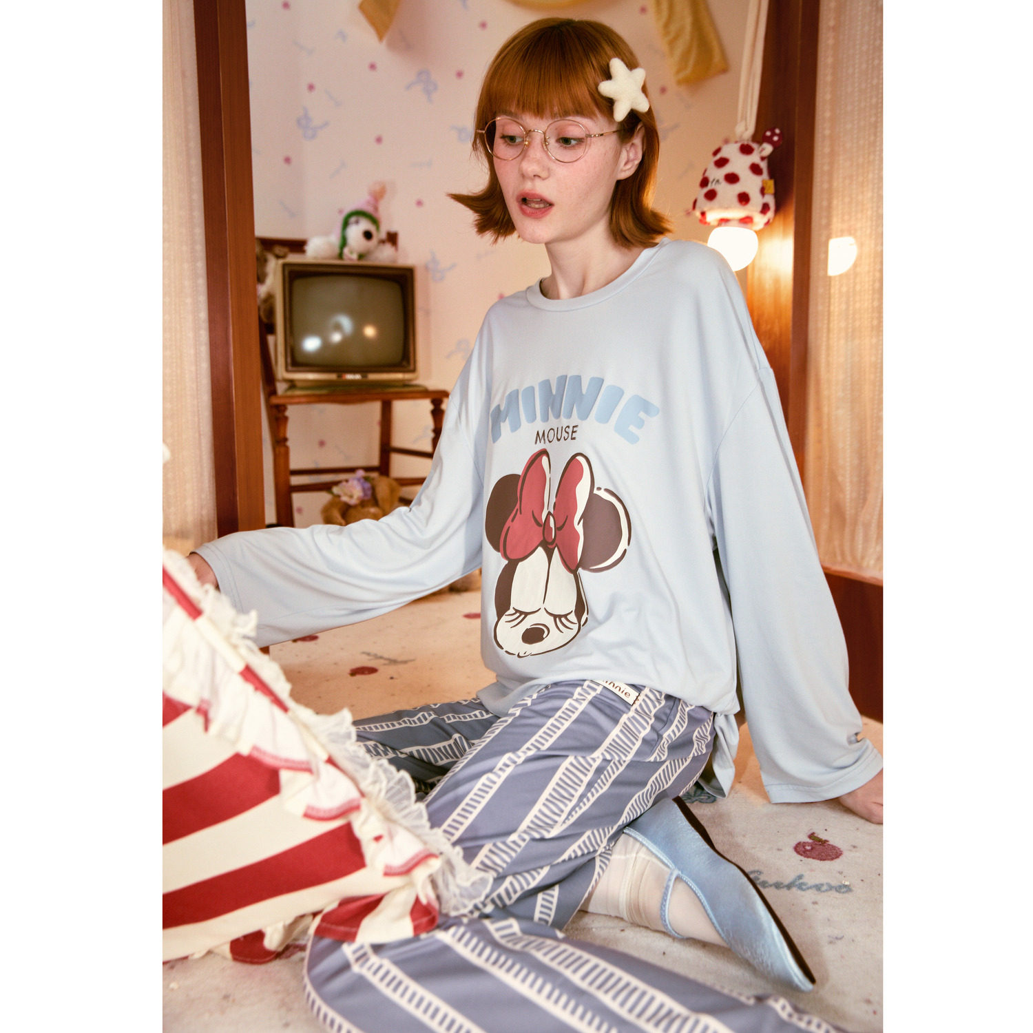 Gukoo/果壳睡衣女春秋款卡通可爱印花长袖套头休闲家居服套装 - gukoo果壳官方奥莱旗舰店出品