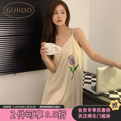 Gukoo/果壳YSO睡裙女夏郁金香女士夏季吊带家居服