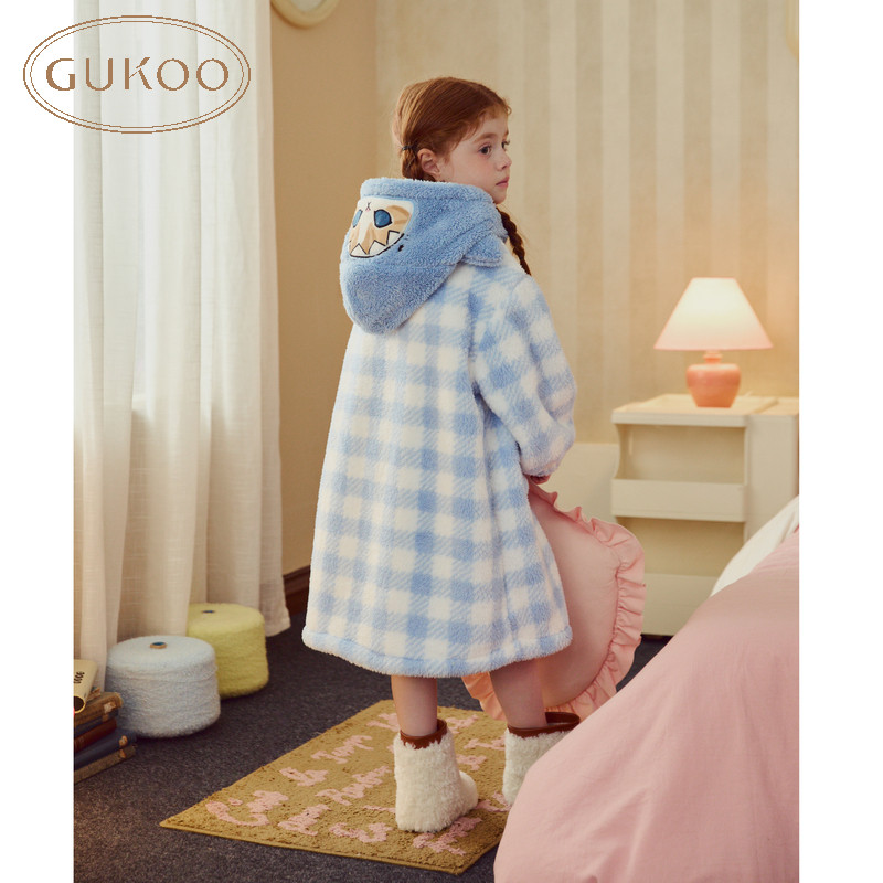 睡衣儿童冬款加绒鲨鱼猫系列家居格纹可爱可外穿连帽睡袍,童装/婴儿装/亲子装,家居袍/睡袍,淘宝优惠券,粉丝福利购,淘宝优惠卷