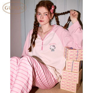 Gukoo 果壳睡衣女春秋款 hellokitty系列长袖 家居服套装