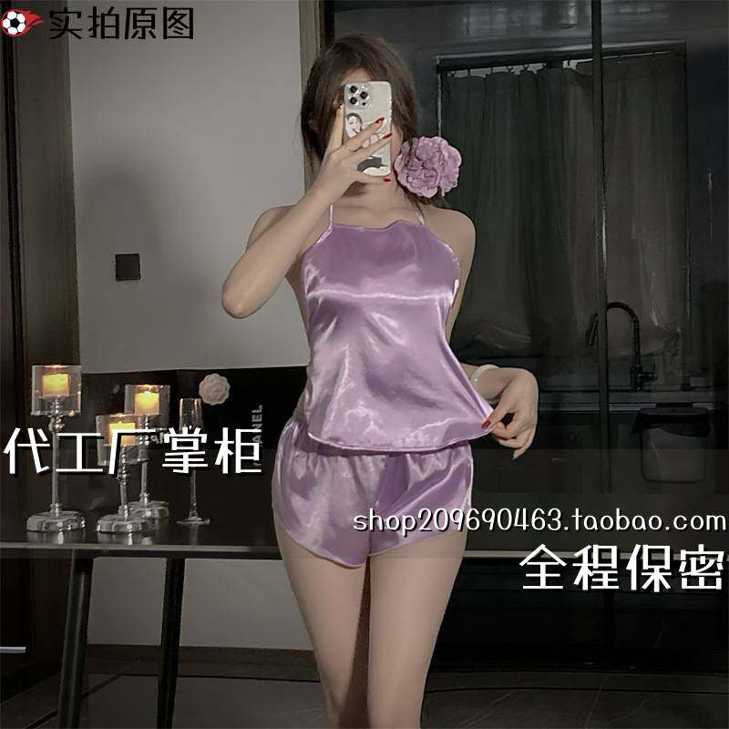 季末服饰新款绸缎丝滑吊带短裤家居服两件套韩版甜美睡衣夏季qqny