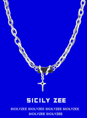 黑曜星荆棘缠绕小众轻奢颈链