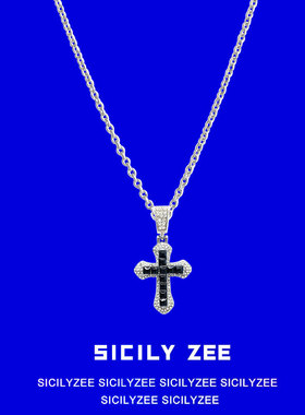 镶钻十字架痞帅男生情侣项链