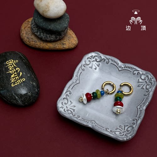 边顶手工串珠“开运”耳环