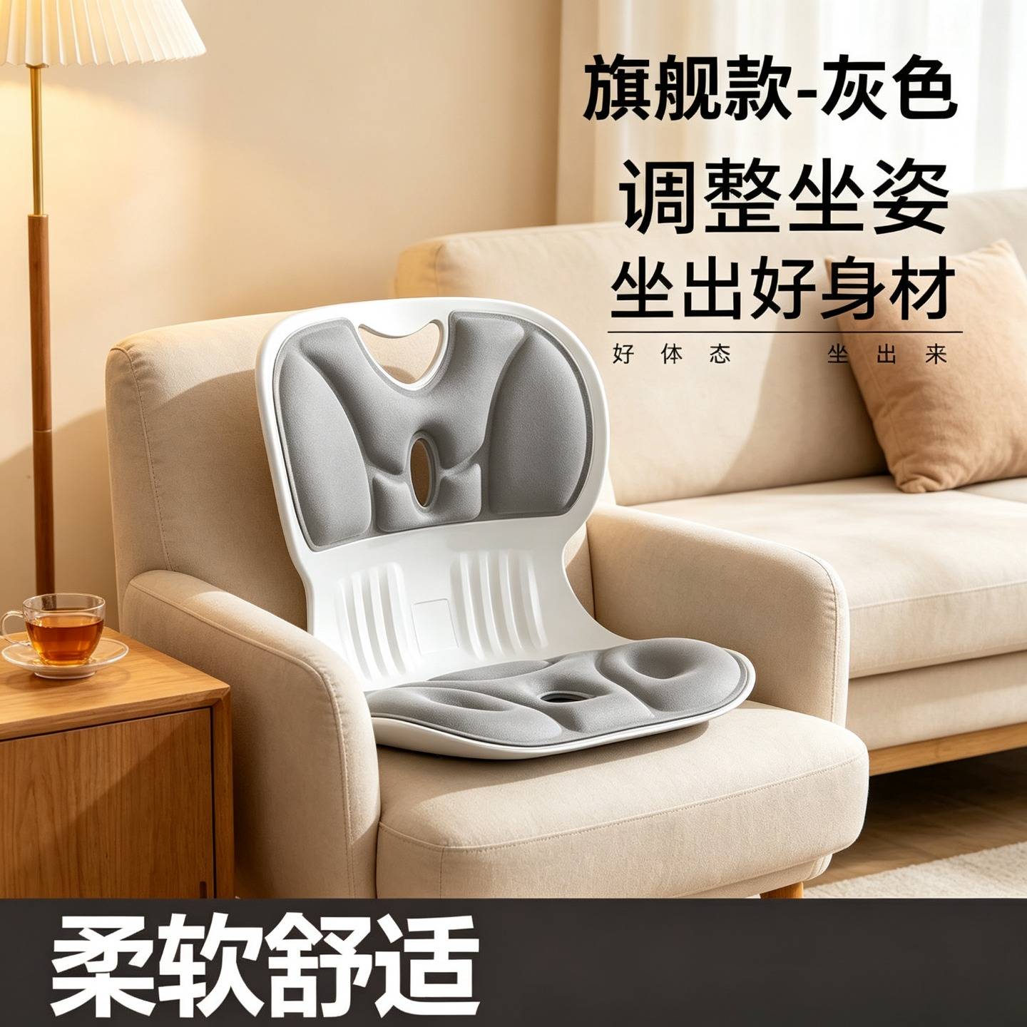 护腰久坐人体工学支撑座姿椅靠背办公室部家用托坐垫汽车驾驶图片