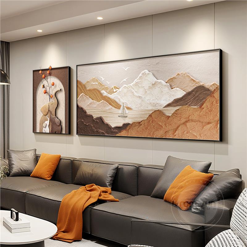 时来运转客厅装饰画背有靠山挂画