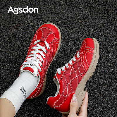 奥古狮登红色德训鞋女2025新