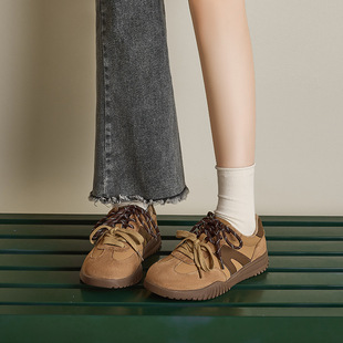 奥古狮登德训鞋女2025新款春季厚底运动鞋美拉德休闲复古撞色板鞋