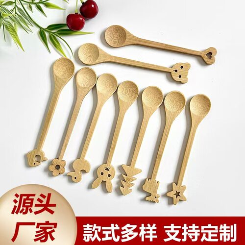 跨境竹制卡通竹勺咖啡雪