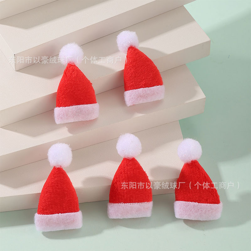 跨境迷你绒布圣诞帽超小号圣诞节帽子圣诞节酒瓶棒棒糖帽公仔装饰