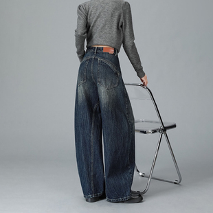 美式复古弯刀阔腿牛仔裤女2025年秋冬新款宽松显瘦拖地镰刀裤子女
