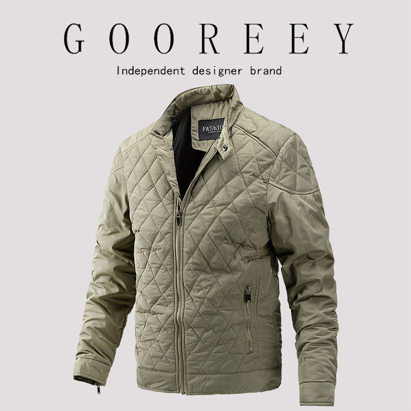 GooReey秋冬2024男士轻薄棉衣服休闲菱形立领外套时尚棉袄夹克潮,男装,秀禾服,淘宝优惠券,粉丝福利购,淘宝优惠卷