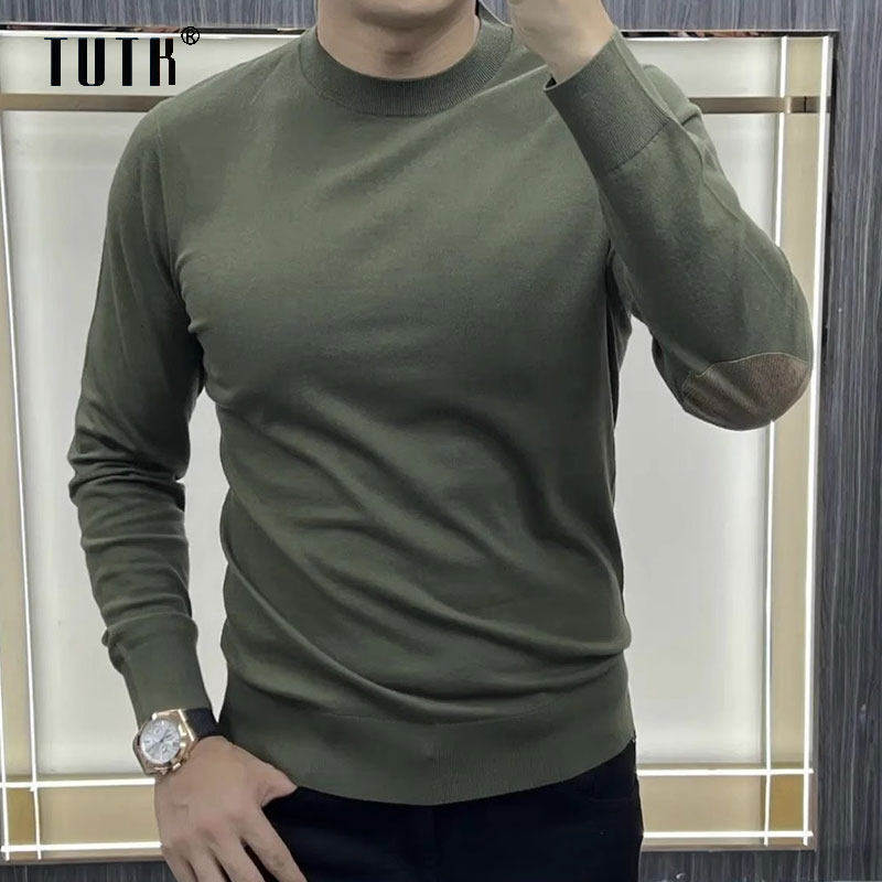 打底衫男秋冬季新款潮牌修身圆领针织衫毛衣加绒加厚休闲长袖t恤